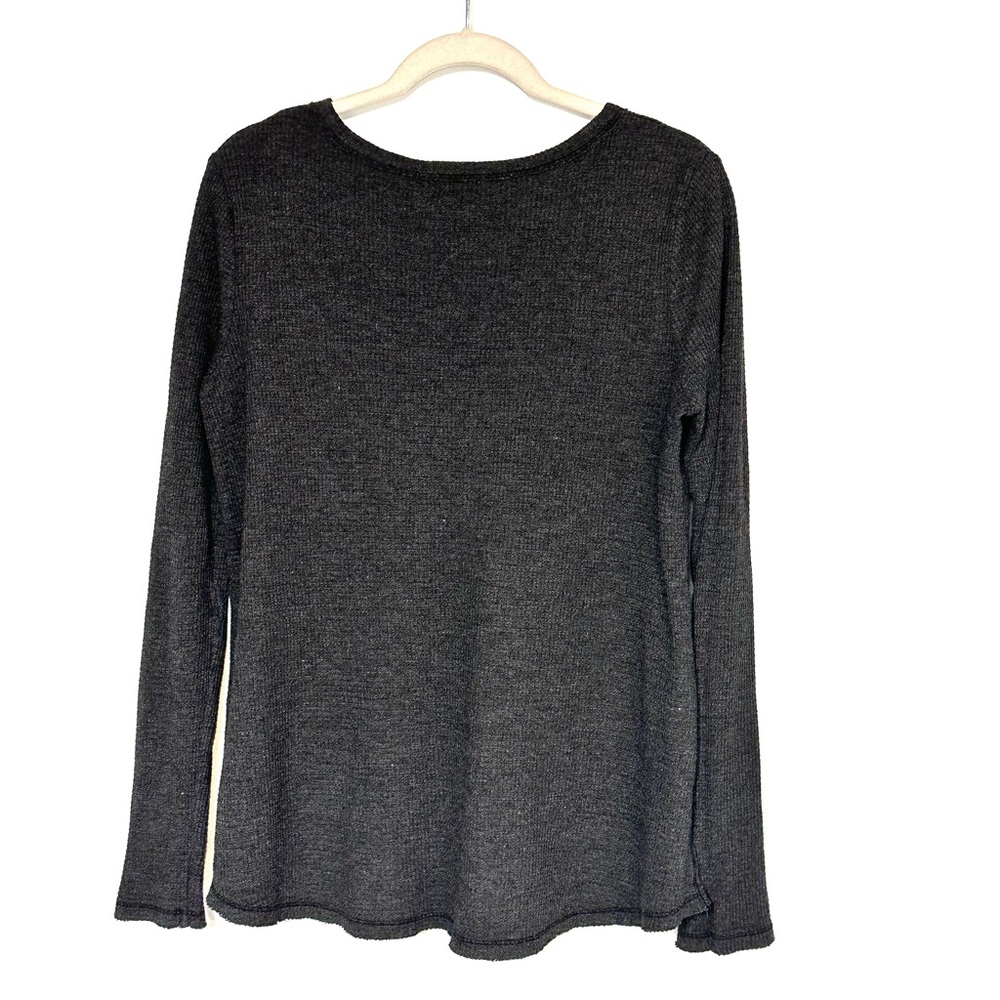 T. La Anthropologie Gray Thermal Knit Long Sleeve V Neck Top Women’s Size XS - Picture 3 of 9